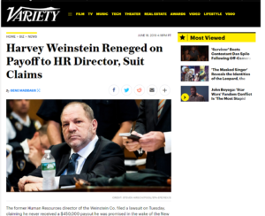 HR Director Harvey Weinstein Payoff